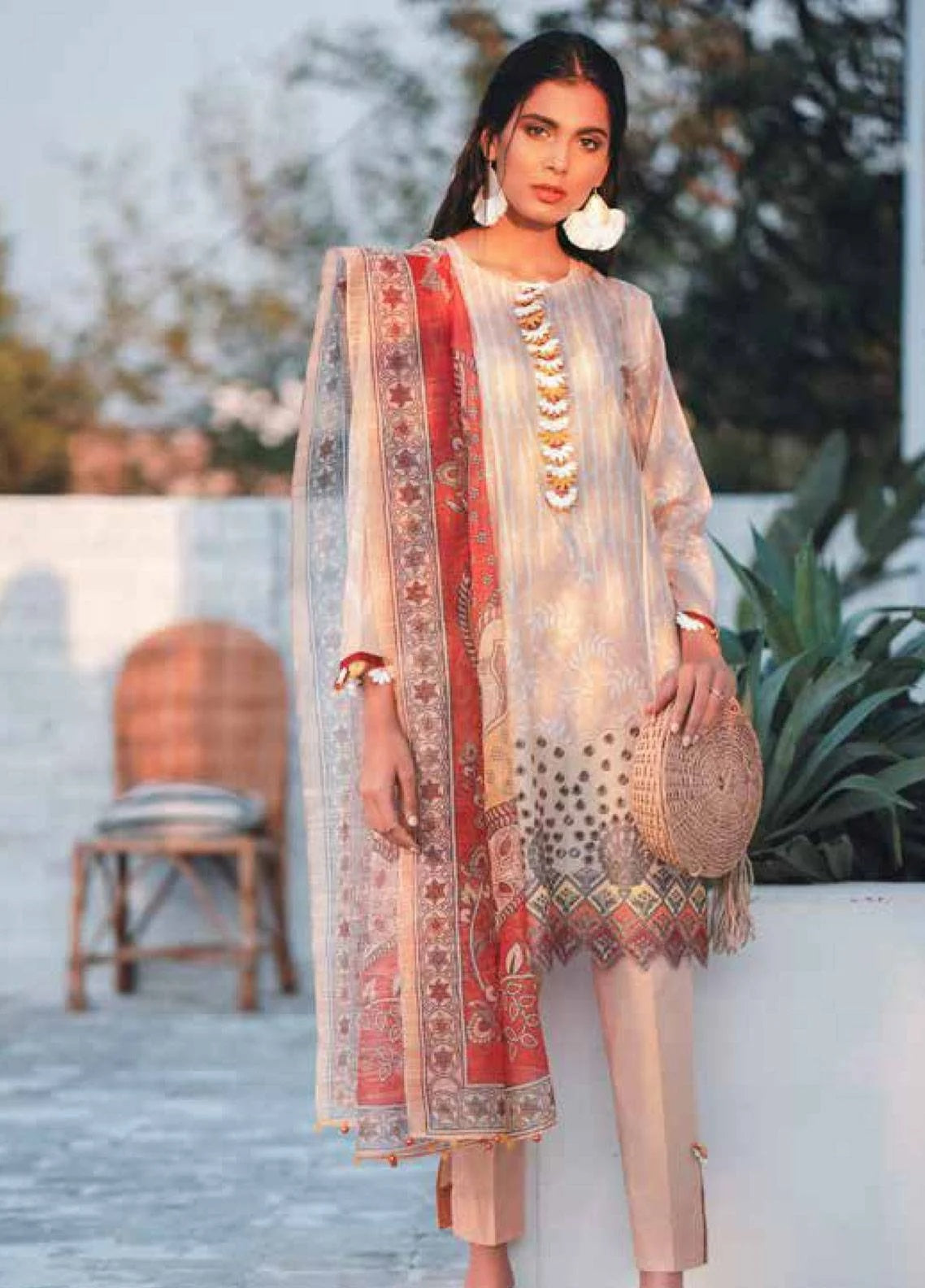 Cross Stitch Embroidered Lawn 3 Piece Unstitch Dress - 04 Crimson