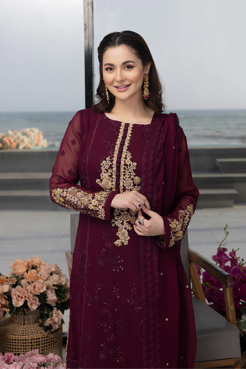 Luxe By Azure Embroidered Suits Unstitched 4 Piece AS-106 Carnelien - Eid Collection