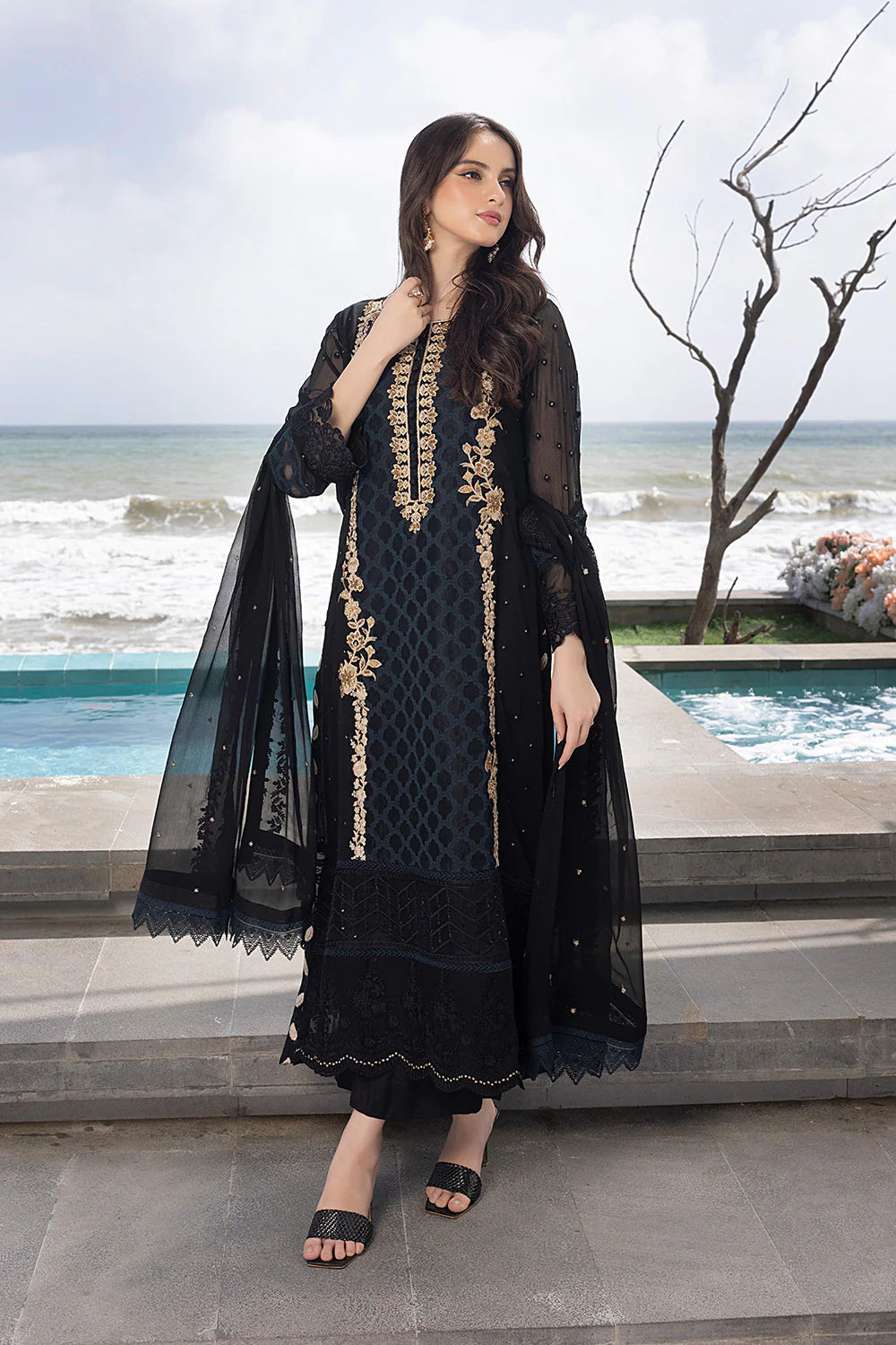 Luxe By Azure Embroidered Suits Unstitched 4 Piece AS-109 Flint Fantasy - Eid Collection