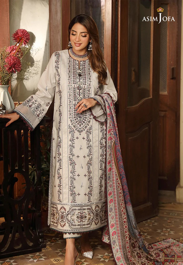 Zarq Barq By Asim Jofa Embroidered Suits Unstitched 3 Piece AJZB-10- Eid Collection