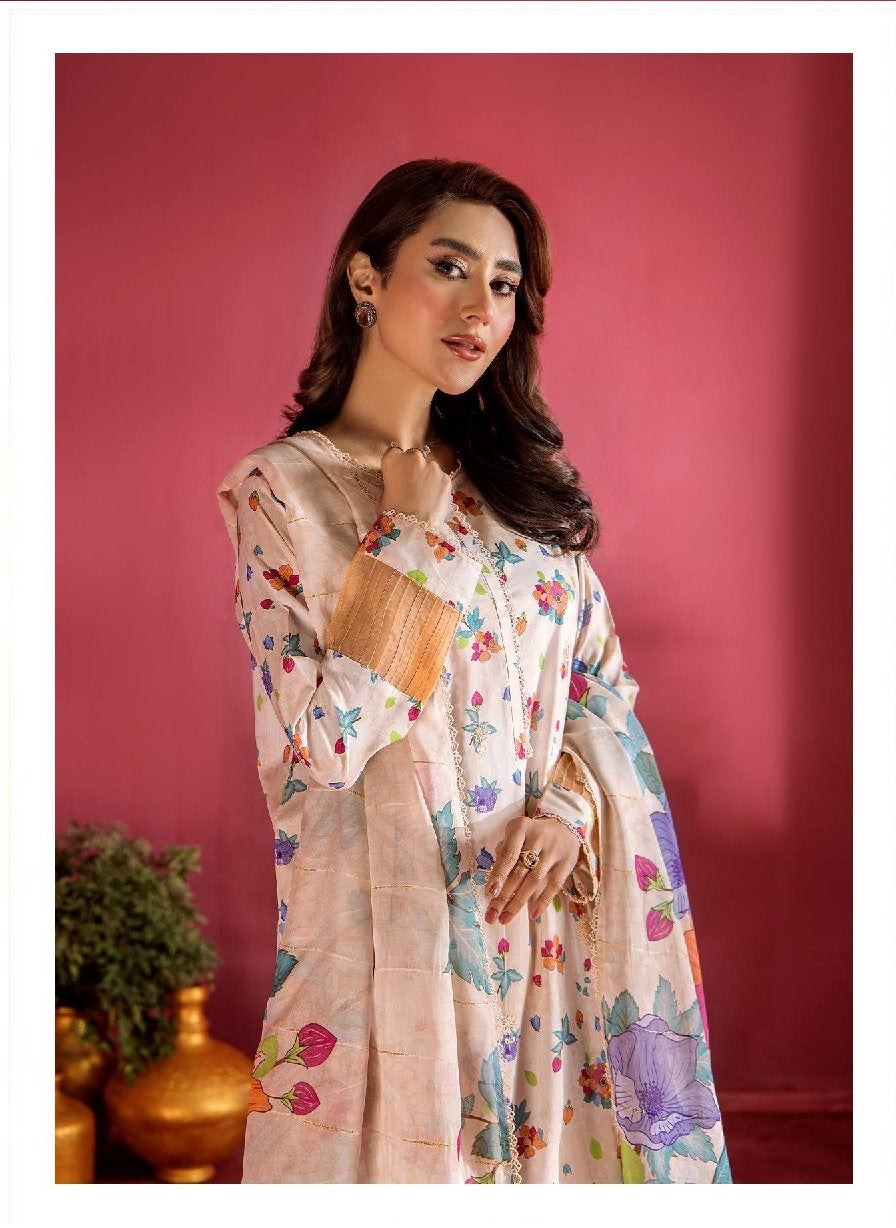Evelyn by Gulljee Embroidered Lawn 3 piece Unstitched Dress - EVL3P2510