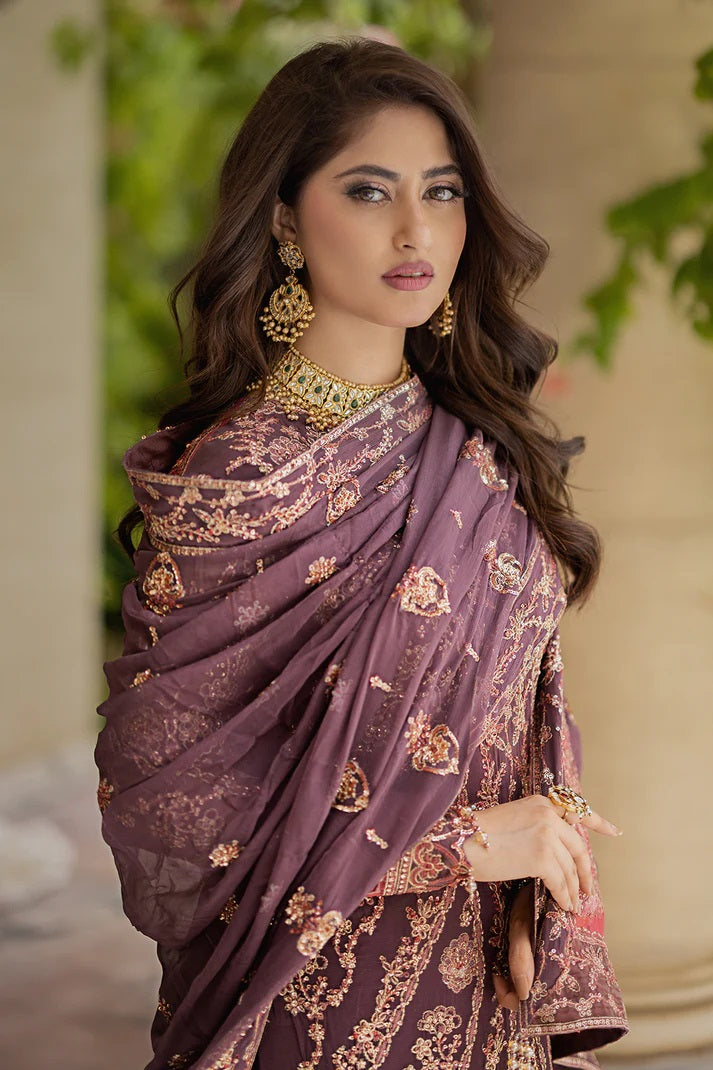 Ishq Aatish by Emaan Adeel Embroidered Chiffon Suits Unstitched 3 Piece EA23IA-10 Gulnaz - Luxury Collection