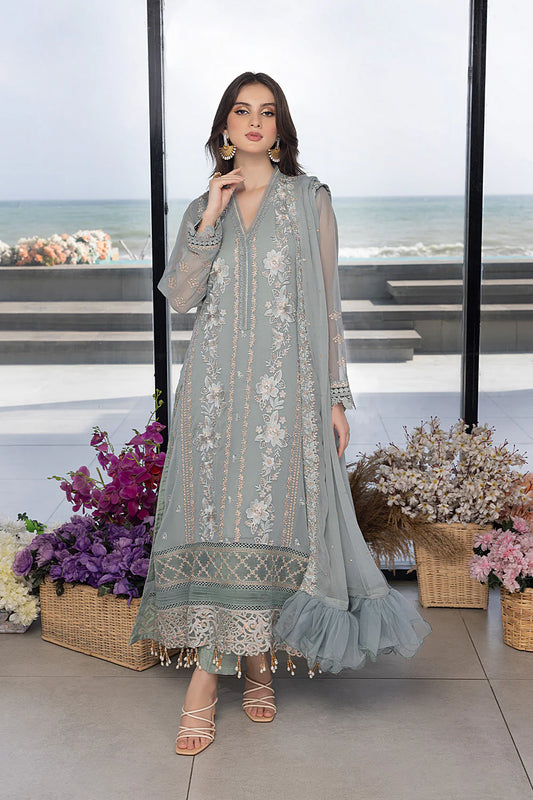 Luxe By Azure Embroidered Suits Unstitched 4 Piece AS-112 Floral Fringe - Eid Collection