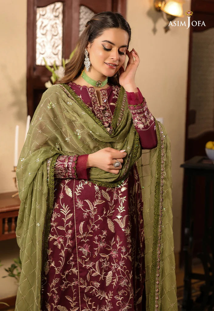 Zarq Barq By Asim Jofa Embroidered Suits Unstitched 3 Piece AJZB-11- Eid Collection