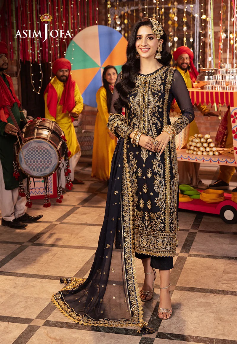 Chamak Damak by Asim Jofa Embroidered Suits Unstitched 3 Piece AJCD-11 - Festive Collection