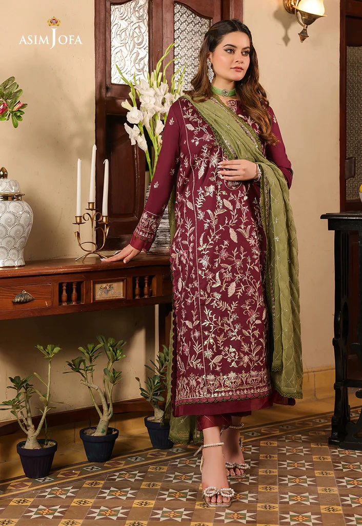 Zarq Barq By Asim Jofa Embroidered Suits Unstitched 3 Piece AJZB-11- Eid Collection