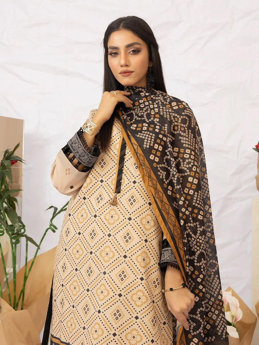 Aghaaz by Salitex Printed Lawn Dress 3 Piece Unstitched - UNS23AC011UT