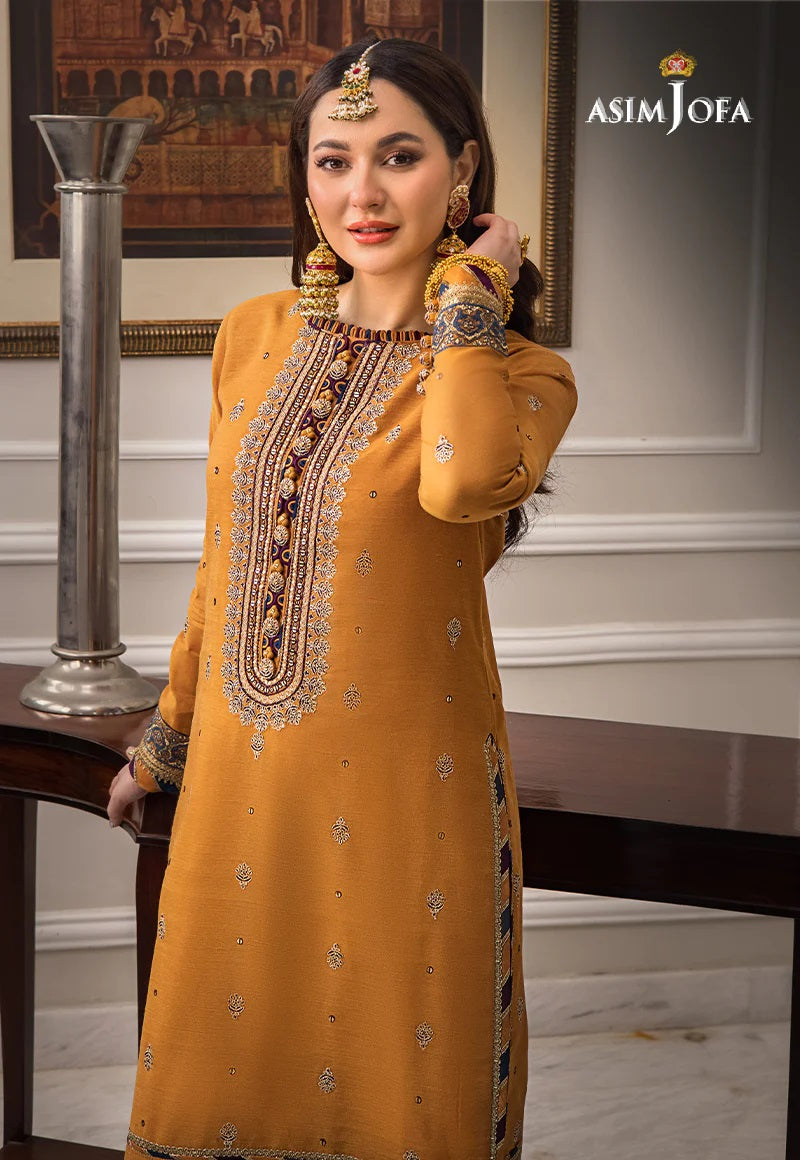 Asim Jofa Zari Sitara Embroidered Paper Cotton Unstitched 2 Piece Dress - AJZS 11
