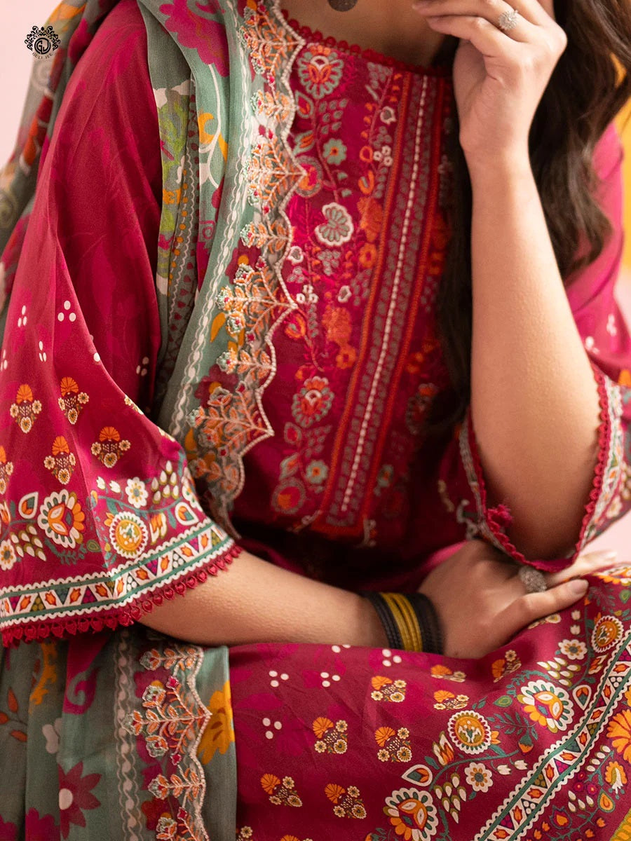 Rang Pasand by Gulljee Embroidered Lawn Unstitched 3 Piece Dress - GRP2406A11