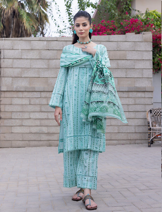 Identic Separate Mid Summer Printed Cotton 3 Piece Unstitched - ISMSC3 - 11