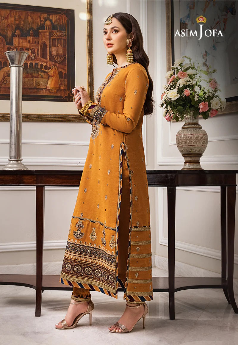 Asim Jofa Zari Sitara Embroidered Paper Cotton Unstitched 2 Piece Dress - AJZS 11