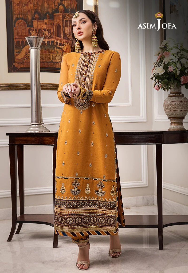 Asim Jofa Zari Sitara Embroidered Paper Cotton Unstitched 2 Piece Dress - AJZS 11