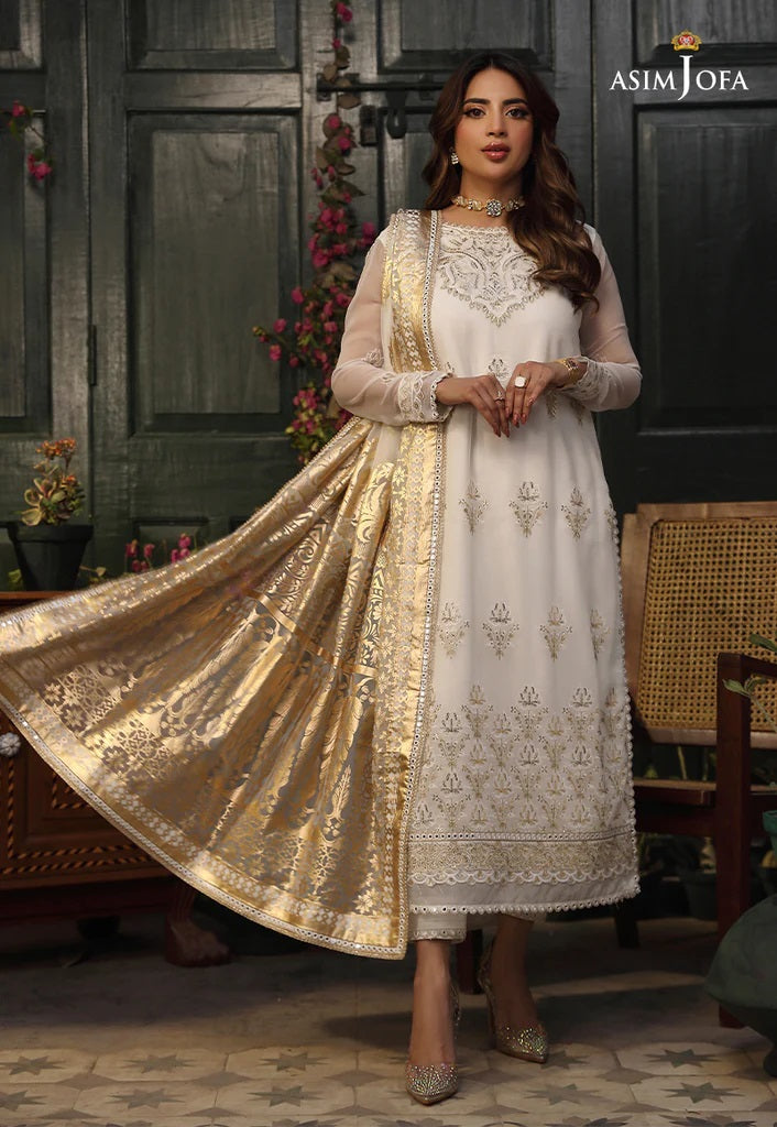 Zarq Barq By Asim Jofa Embroidered Suits Unstitched 3 Piece AJZB-12 - Eid Collection