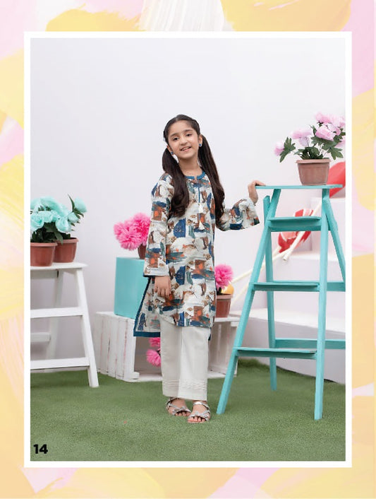 Regalia Textiles Printed Girls Lawn Suits Unstitched 2 Piece RGK-12 - Summer Collection