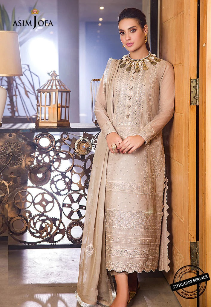 Asim Jofa Embroidered Organza Suits Unstitched 3 Piece AJCK-12 - Eid Collection