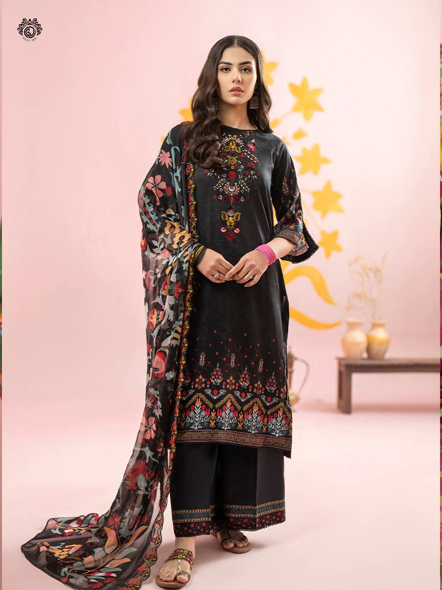 Rang Pasand by Gulljee Embroidered Lawn Unstitched 3 Piece Dress - GRP2406A12