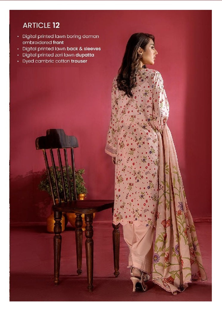 Evelyn by Gulljee Embroidered Lawn 3 piece Unstitched Dress - EVL3P2512