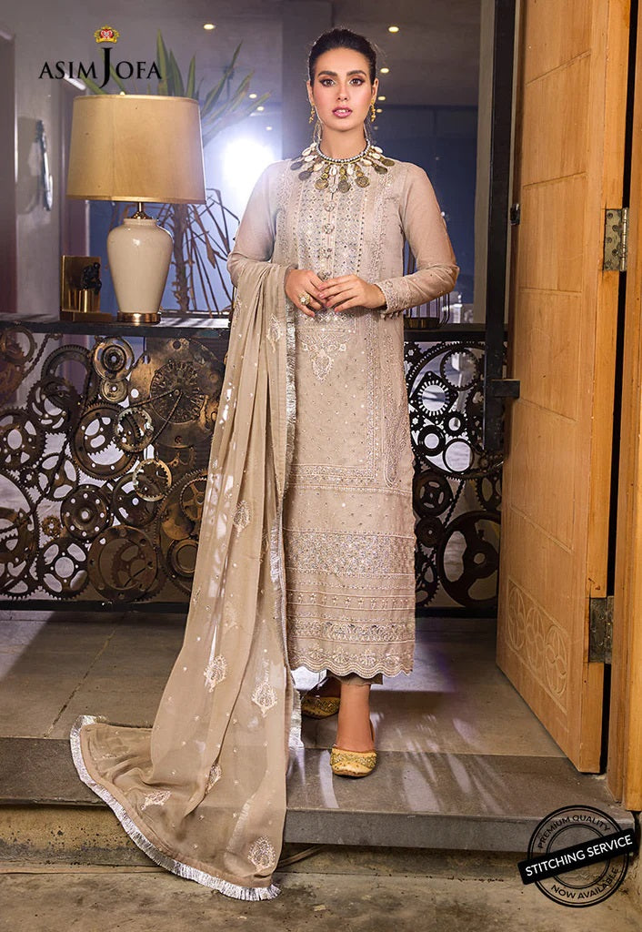 Asim Jofa Embroidered Organza Suits Unstitched 3 Piece AJCK-12 - Eid Collection
