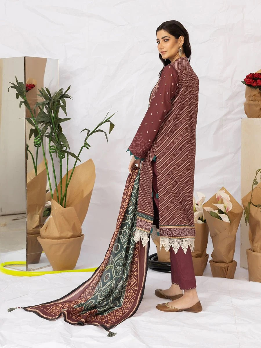 Aghaaz by Salitex Printed Lawn Dress 3 Piece Unstitched - UNS23AC012UT
