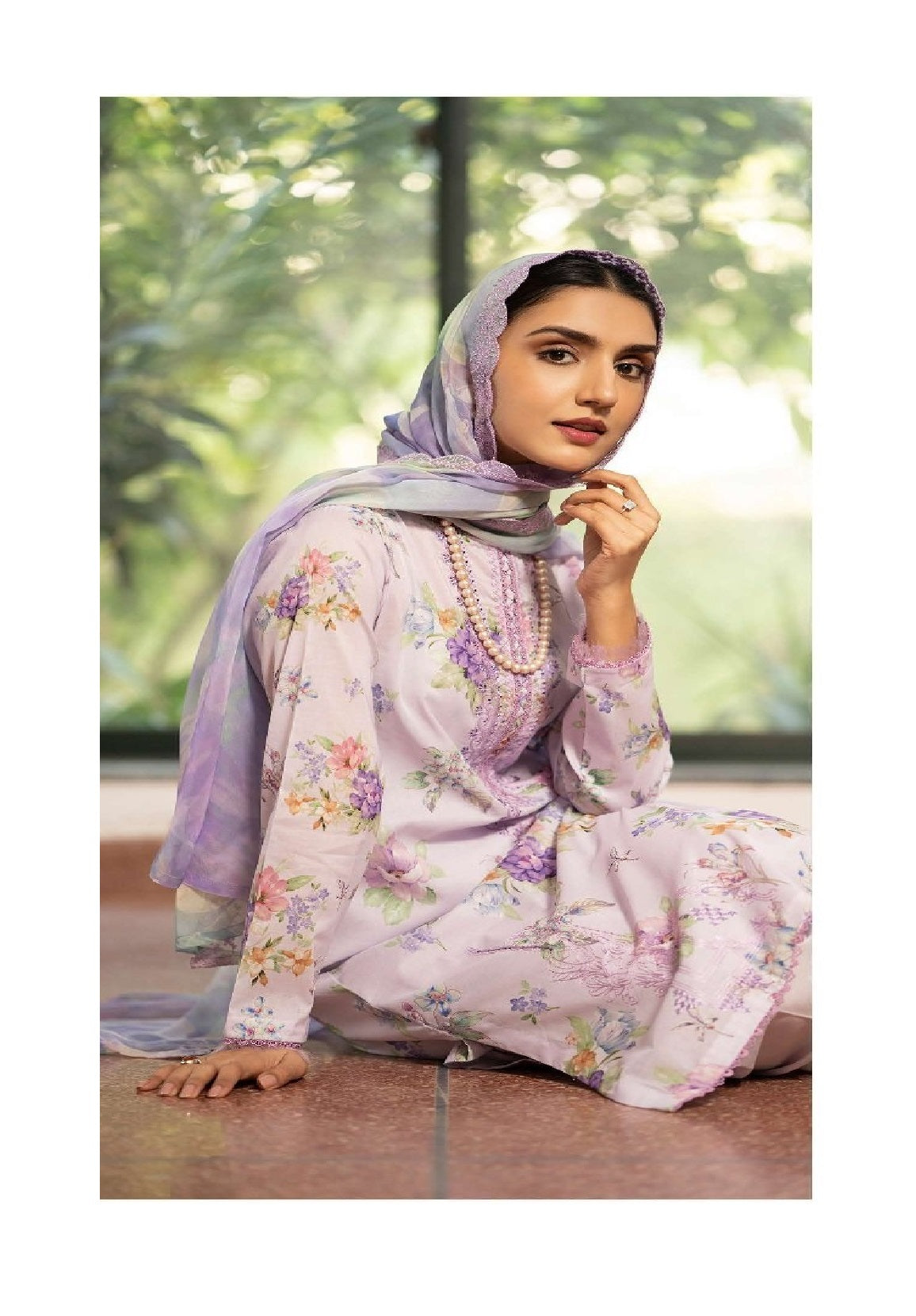 Mishaal by Gulljee Embroidered Lawn 3 piece Unstitched Dress - GJM11 - A12 - Summer Collection