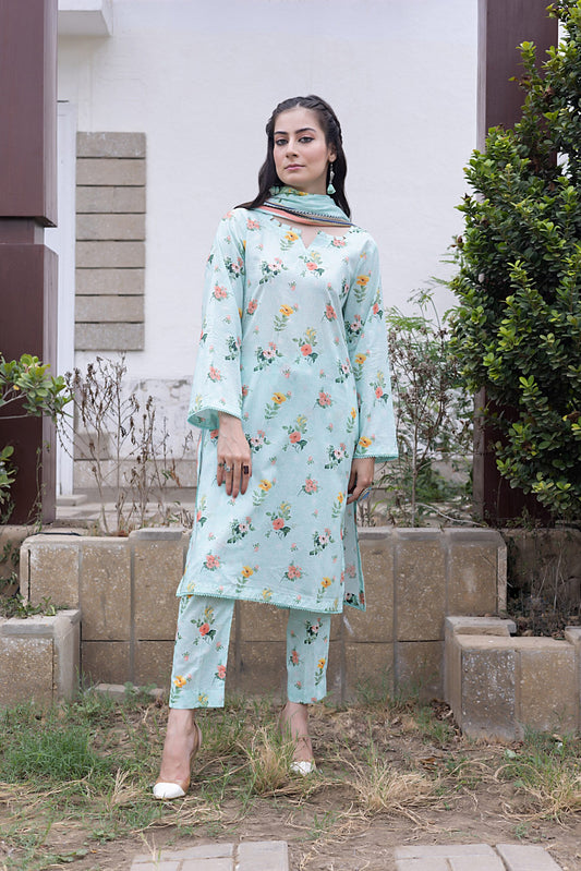 Identic Separate Mid Summer Printed Cotton 3 Piece Unstitched - ISMSC3 - 12