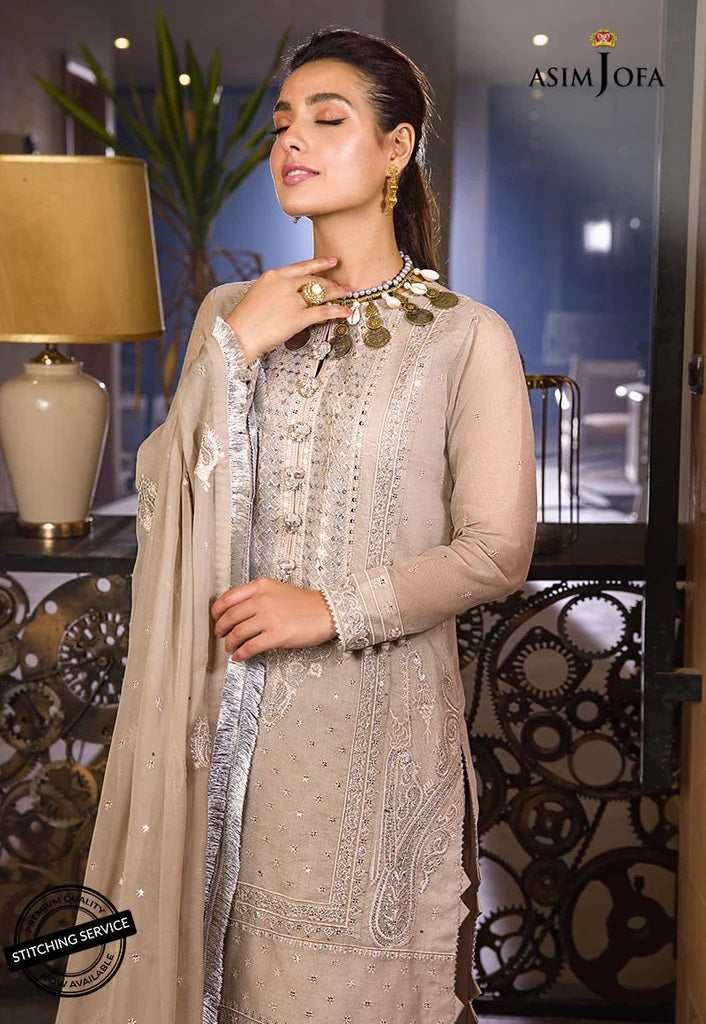 Asim Jofa Embroidered Organza Suits Unstitched 3 Piece AJCK-12 - Eid Collection