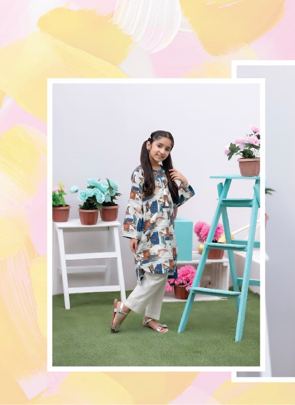 Regalia Textiles Printed Girls Lawn Suits Unstitched 2 Piece RGK-12 - Summer Collection