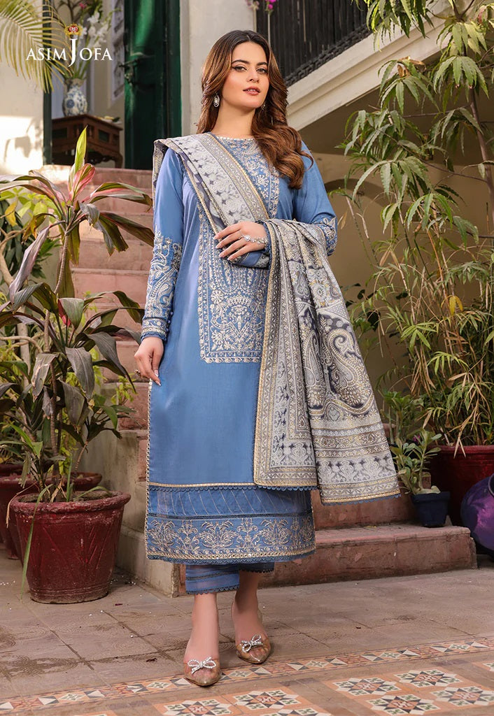 Zarq Barq By Asim Jofa Embroidered Suits Unstitched 3 Piece AJZB-13 - Eid Collection