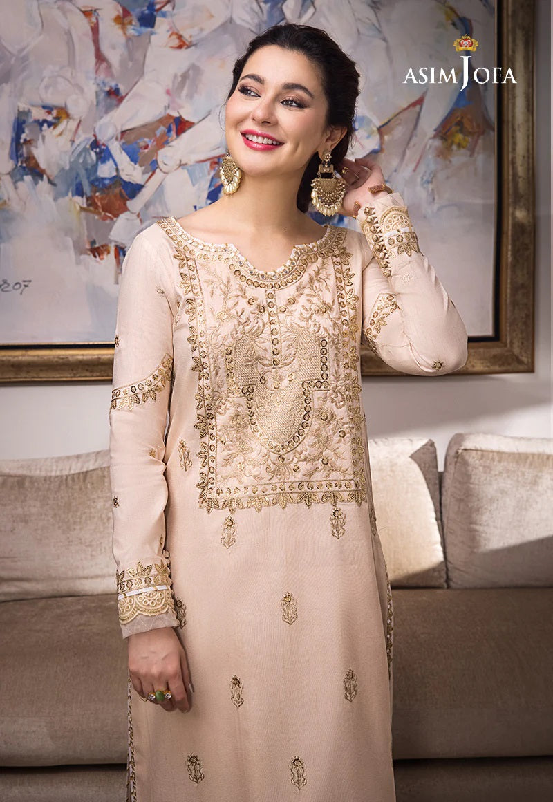 Asim Jofa Zari Sitara Embroidered Raw Silk Unstitched 1 Piece Shirt - AJZS 15