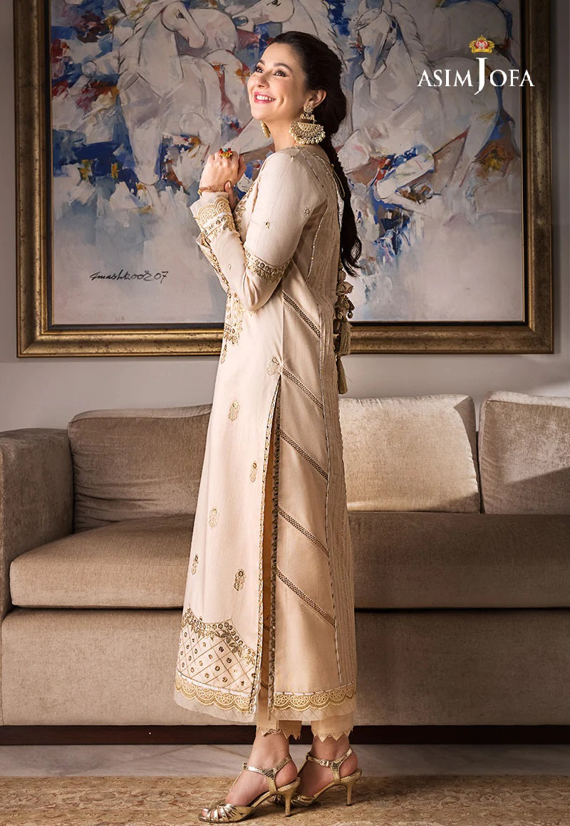 Asim Jofa Zari Sitara Embroidered Raw Silk Unstitched 1 Piece Shirt - AJZS 15