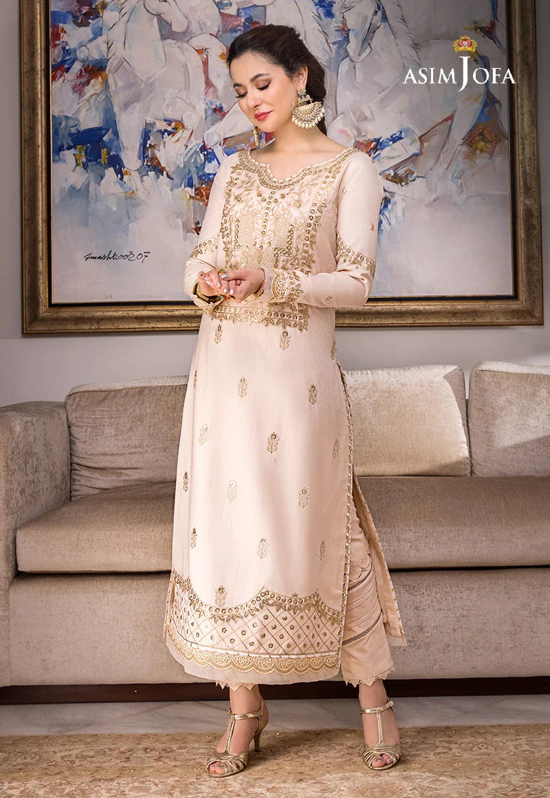 Asim Jofa Zari Sitara Embroidered Raw Silk Unstitched 1 Piece Shirt - AJZS 15