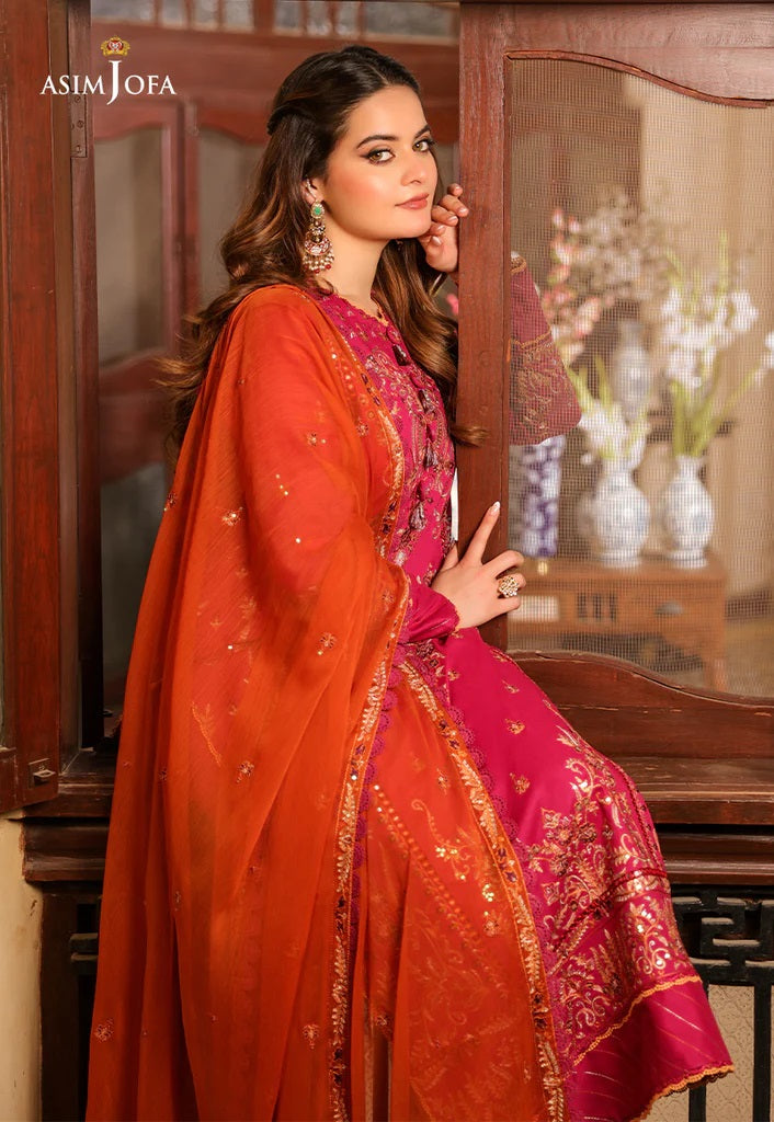 Zarq Barq By Asim Jofa Embroidered Suits Unstitched 3 Piece AJZB-15 - Eid Collection