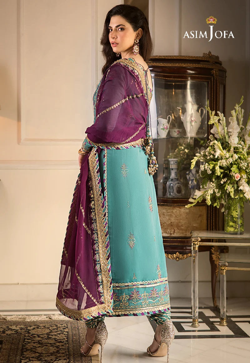 Asim Jofa Zari Sitara Embroidered Chanderi Cotton Unstitched 3 Piece Dress - AJZS 17