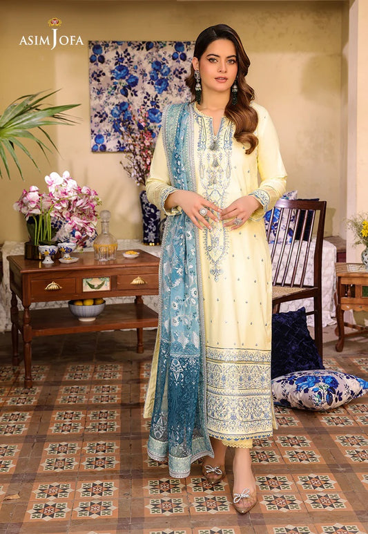 Zarq Barq By Asim Jofa Embroidered Suits Unstitched 3 Piece AJZB-17 - Eid Collection
