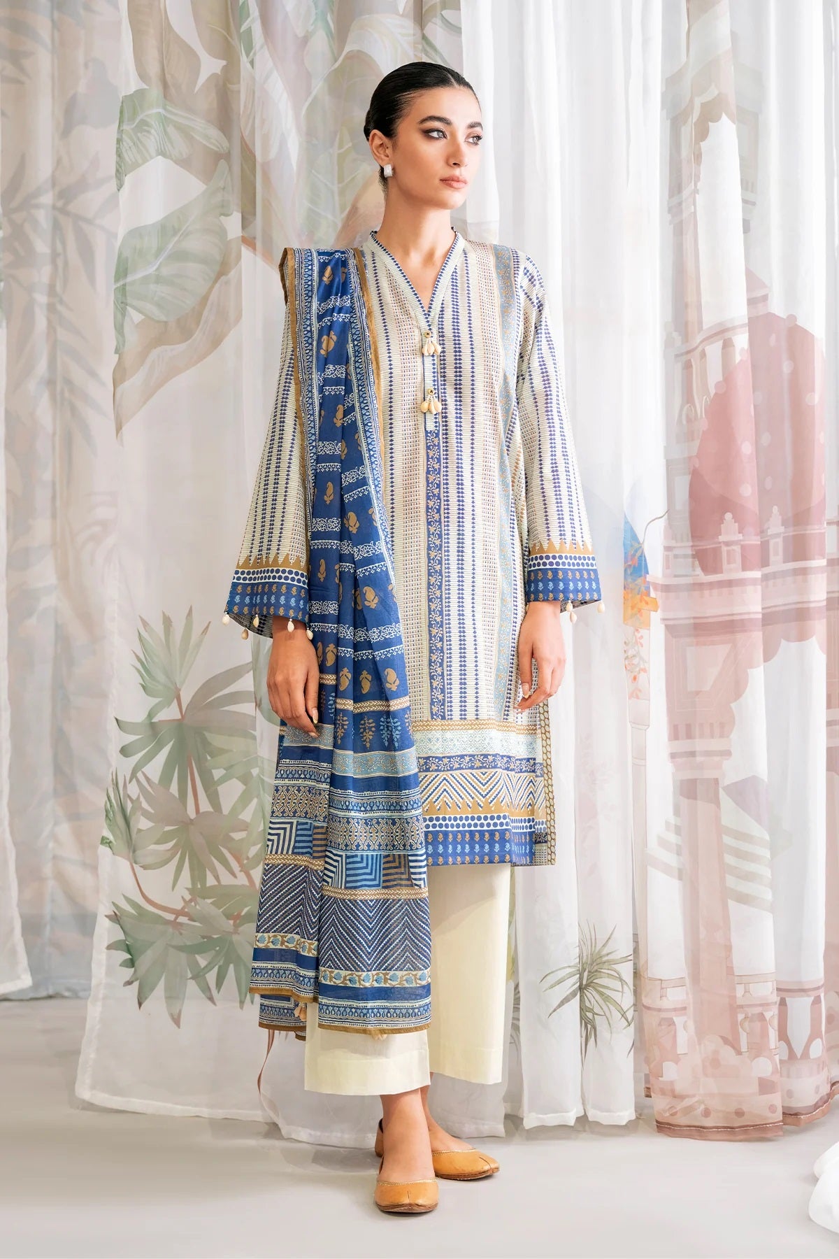 Sahar Digital Printed Lawn 3 piece Unstitched Suit - SSL-V3-23-01