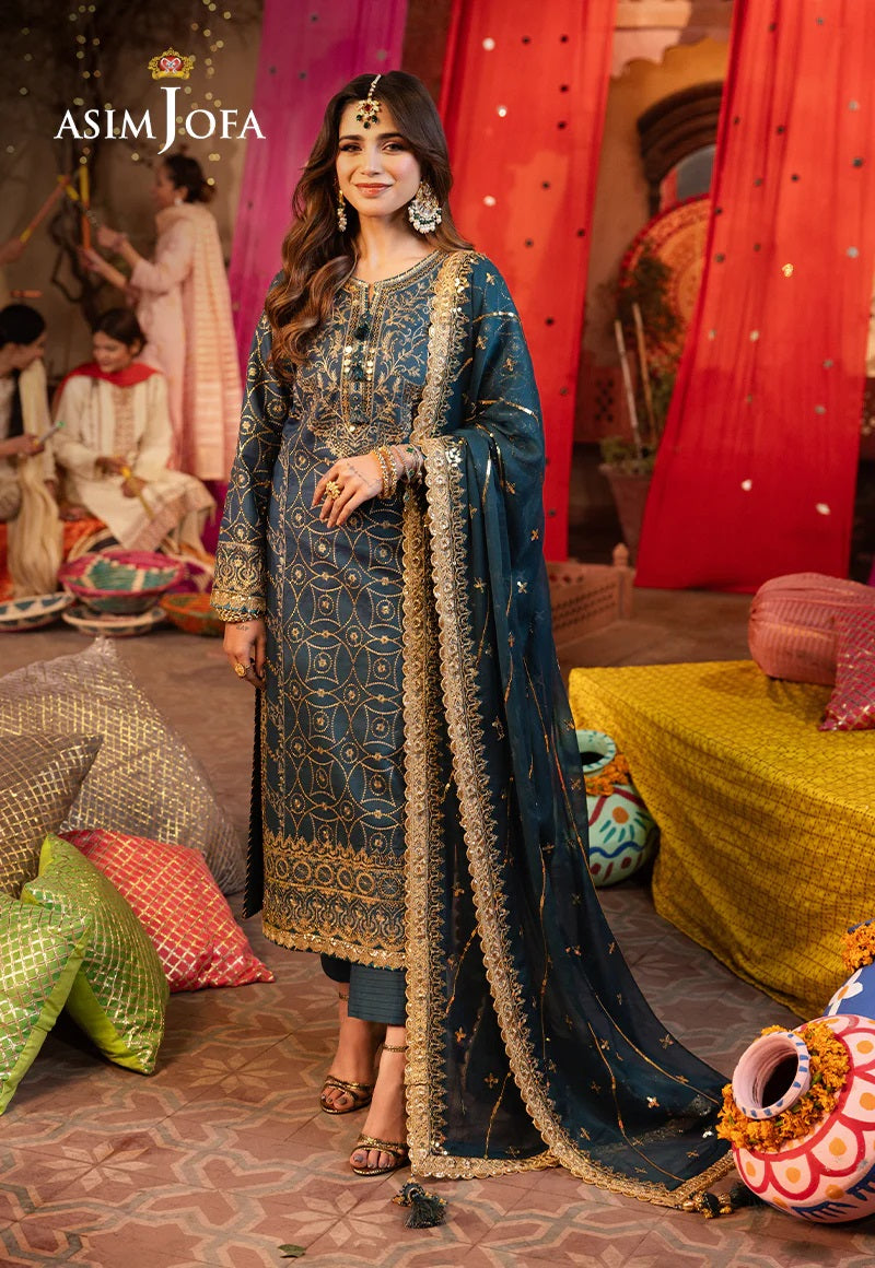 Chamak Damak by Asim Jofa Embroidered Suits Unstitched 3 Piece AJCD-01 - Festive Collection