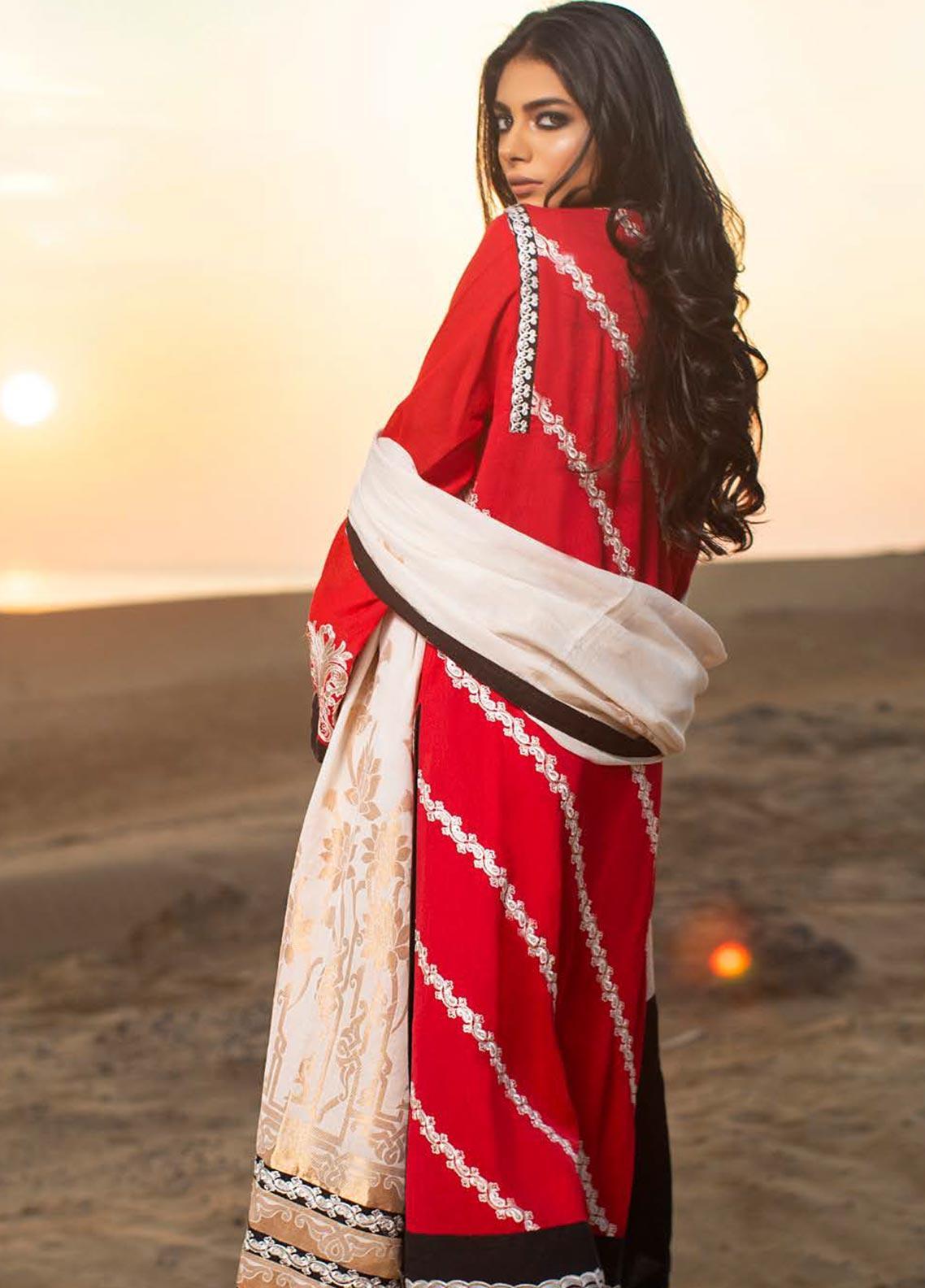 Zunuj Embroidered Cotton Net Unstitched 3 Piece Suit ZKCN- 05