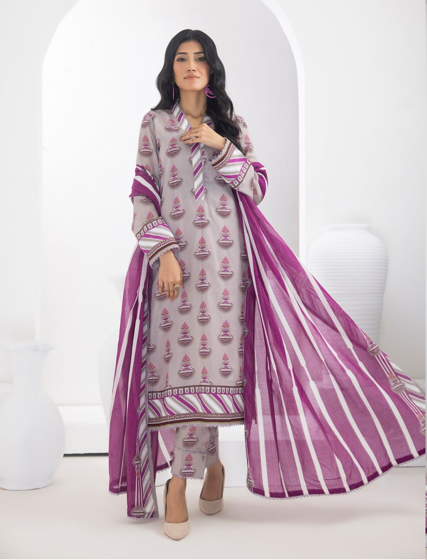 Identic Separates Printed Lawn 3 piece Unstitched dress - IDS-10-01 - Summer Collection