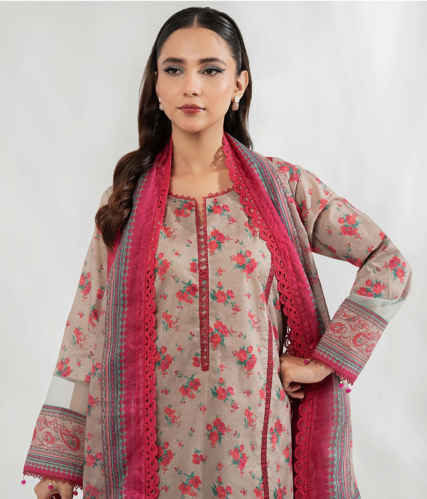 Colors by AlZohaib Textile Digital Printed 3 Piece Lawn Unstitched Dress - D01 Summer Collection
