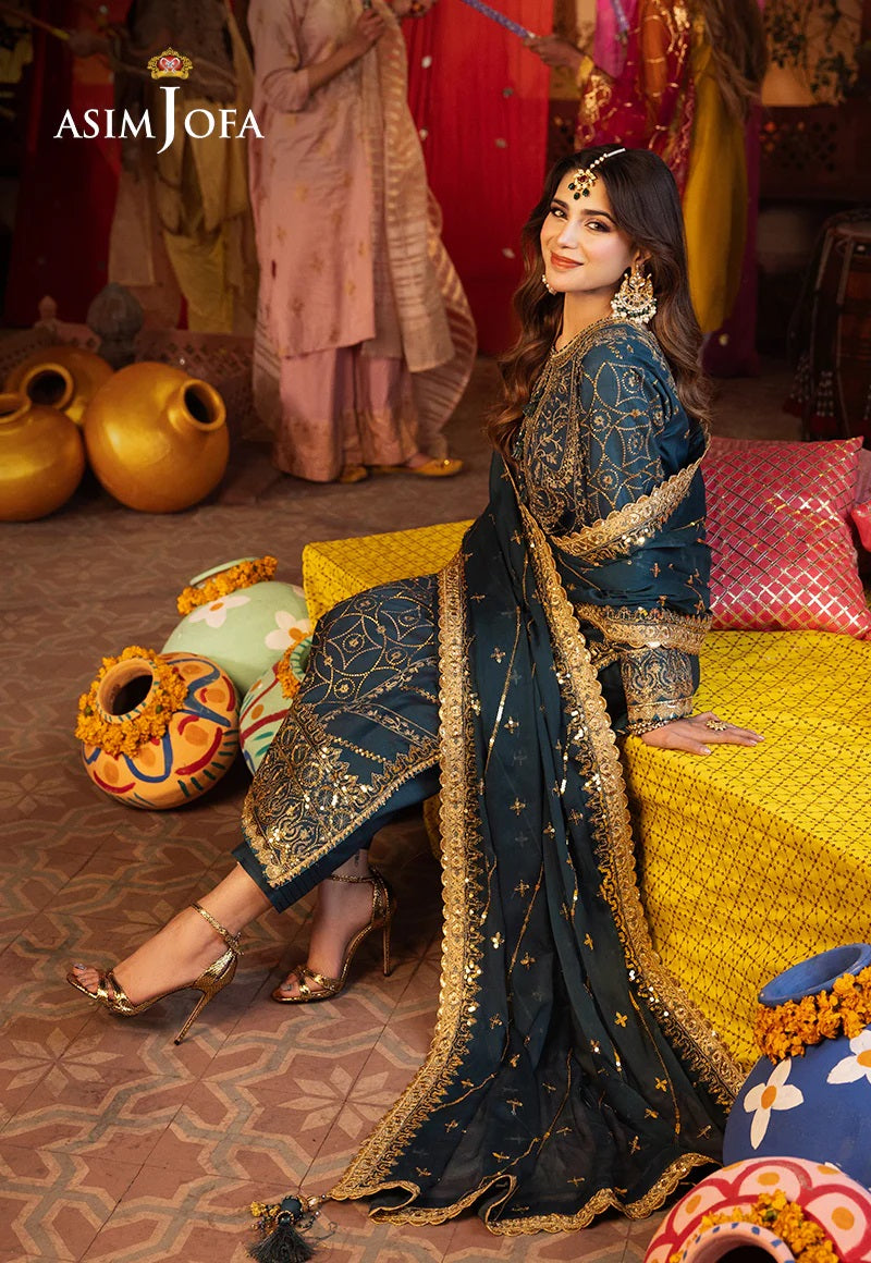 Chamak Damak by Asim Jofa Embroidered Suits Unstitched 3 Piece AJCD-01 - Festive Collection