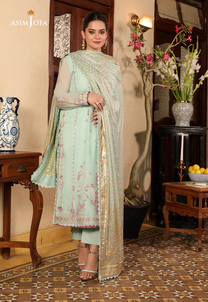 Zarq Barq By Asim Jofa Embroidered Suits Unstitched 3 Piece AJZB-21 - Eid Collection