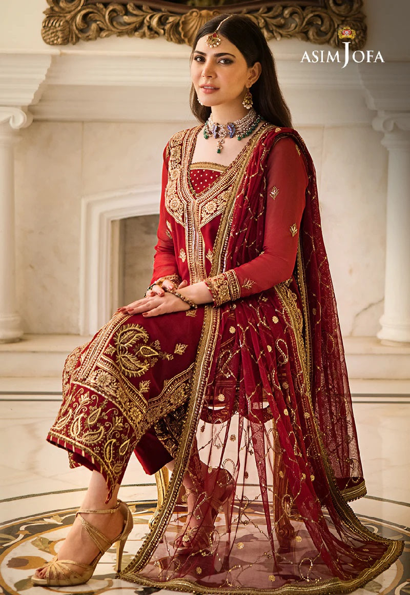 Asim Jofa Zari Sitara Embroidered Chiffon Georgette Unstitched 2 Piece Dress - AJZS 21
