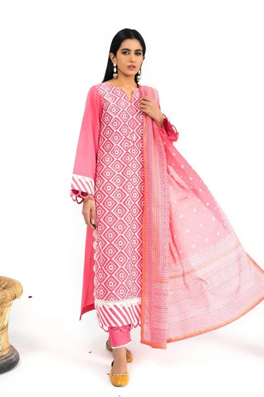 Gul Ahmed Chunri Embroidered Lawn Unstitched 3 piece Suit CL-22039