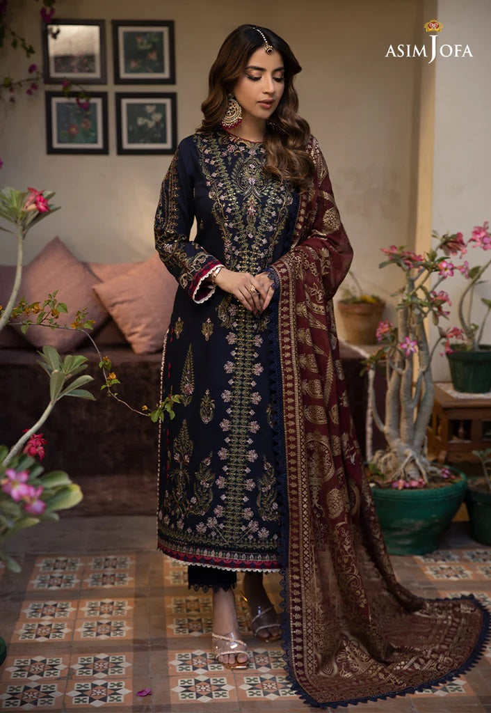 Zarq Barq By Asim Jofa Embroidered Suits Unstitched 3 Piece AJZB-22 - Eid Collection