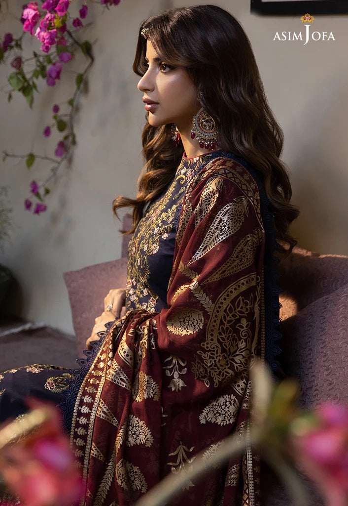Zarq Barq By Asim Jofa Embroidered Suits Unstitched 3 Piece AJZB-22 - Eid Collection