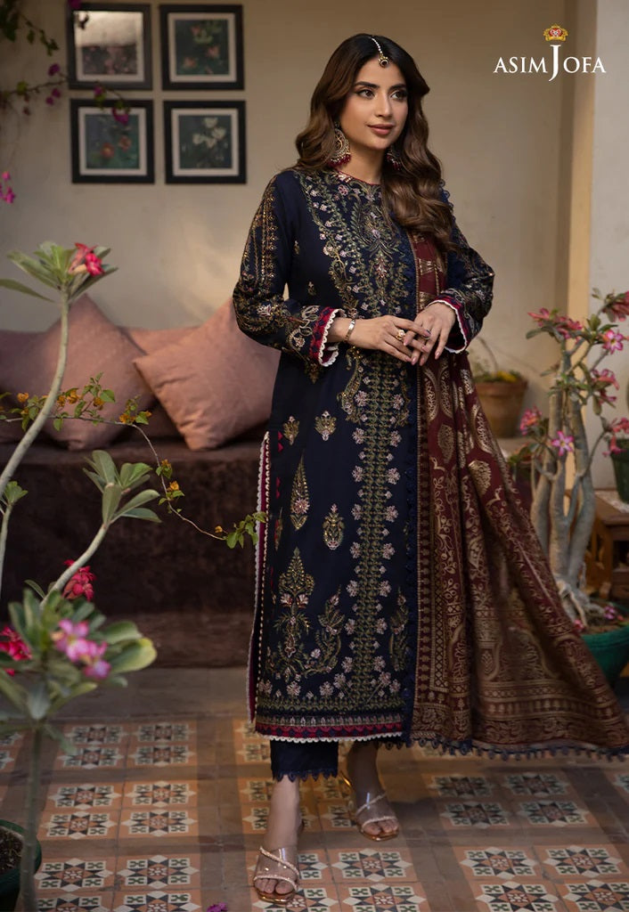 Zarq Barq By Asim Jofa Embroidered Suits Unstitched 3 Piece AJZB-22 - Eid Collection