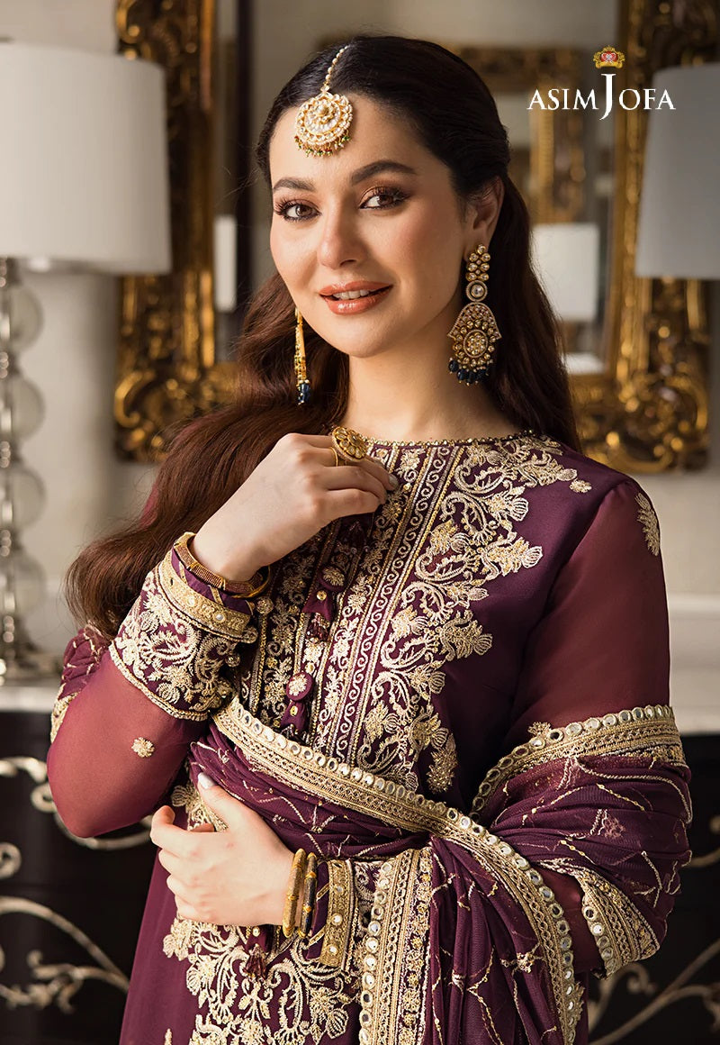 Asim Jofa Zari Sitara Embroidered Chiffon Georgette Unstitched 3 Piece Dress - AJZS 23