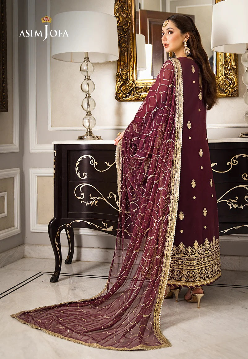 Asim Jofa Zari Sitara Embroidered Chiffon Georgette Unstitched 3 Piece Dress - AJZS 23
