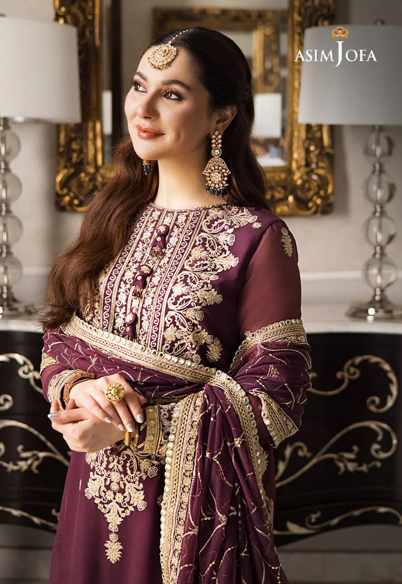 Asim Jofa Zari Sitara Embroidered Chiffon Georgette Unstitched 3 Piece Dress - AJZS 23
