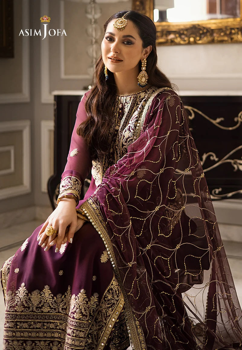 Asim Jofa Zari Sitara Embroidered Chiffon Georgette Unstitched 3 Piece Dress - AJZS 23